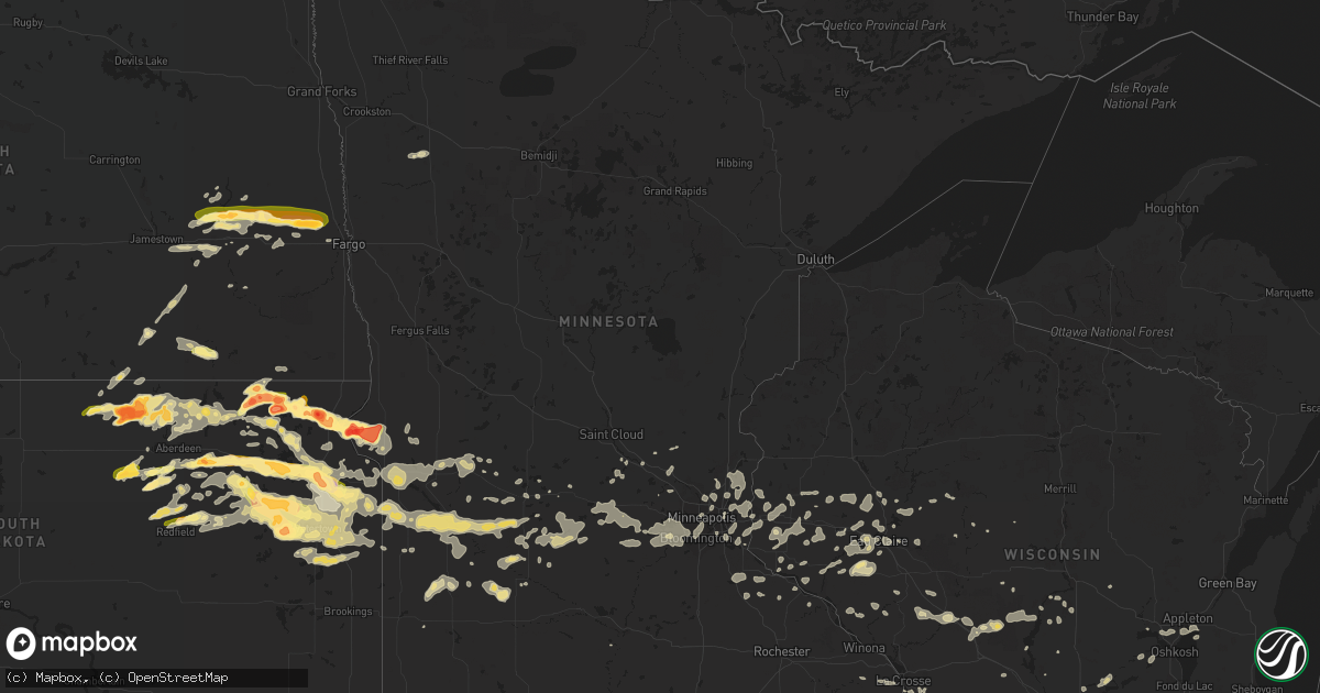 Hail map in Minnesota on July 17, 2015