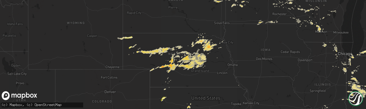 Hail map in Nebraska on July 17, 2015