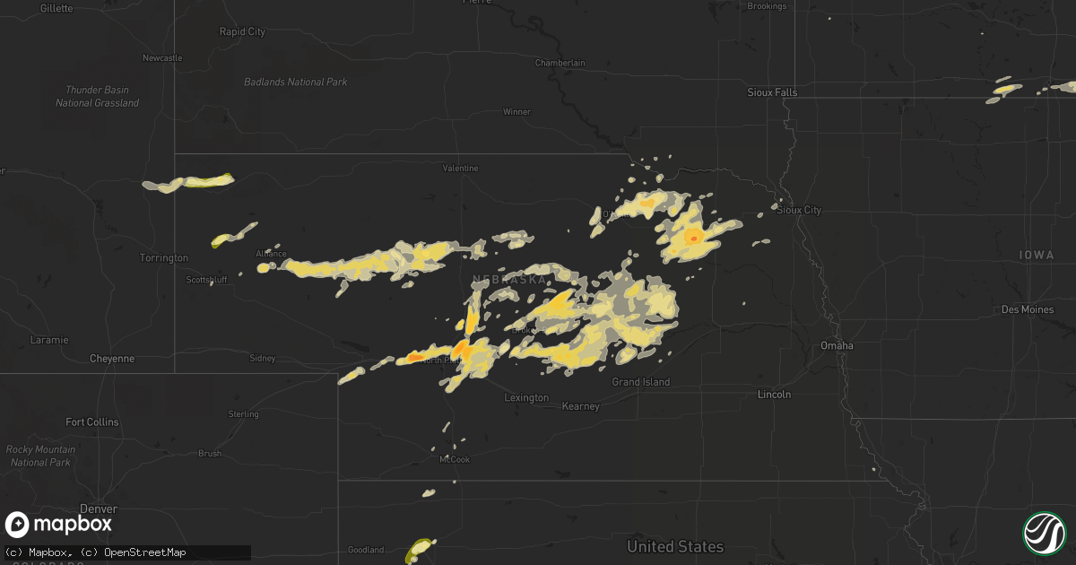 Hail map in Nebraska on July 17, 2015