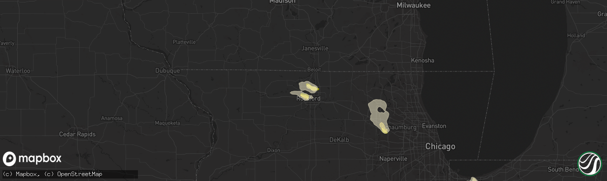 Hail map in Rockford, IL on July 17, 2015