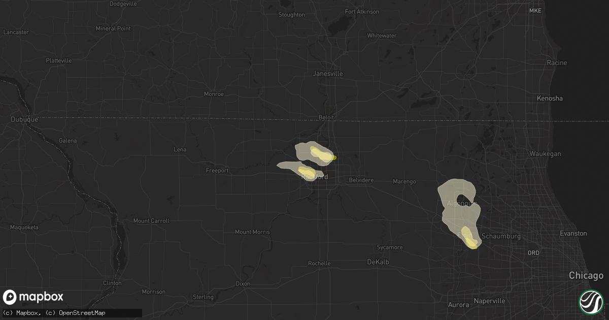 Hail map in Rockford, IL on July 17, 2015