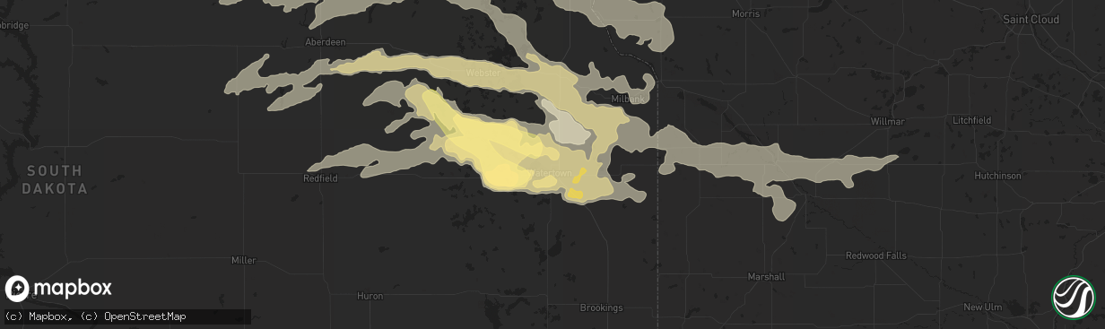 Hail map in Watertown, SD on July 17, 2015