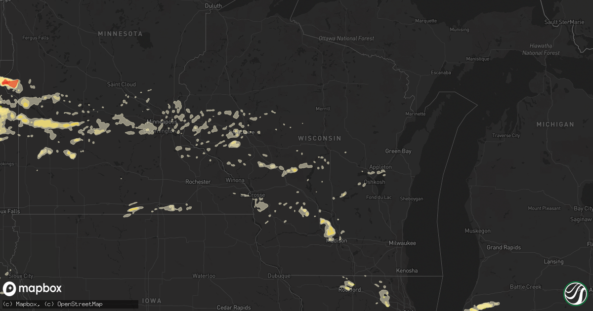 Hail map in Wisconsin on July 17, 2015
