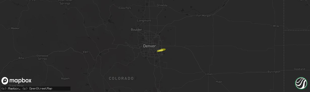 Hail map in Aurora, CO on July 17, 2016