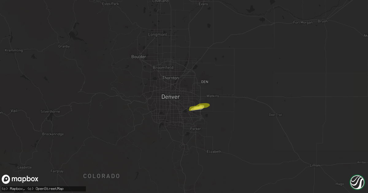 Hail map in Aurora, CO on July 17, 2016
