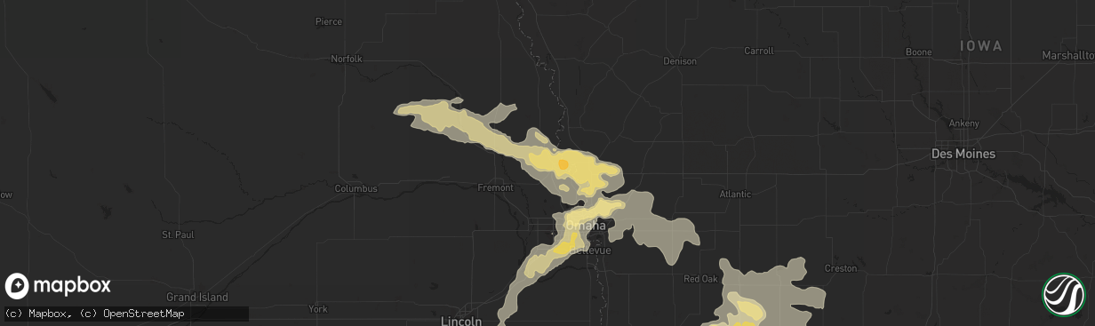 Hail map in Blair, NE on July 17, 2016