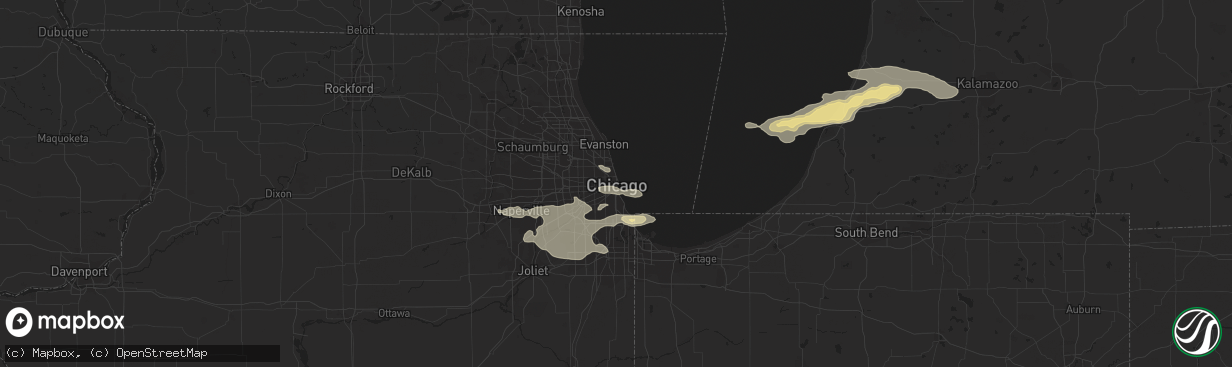 Hail map in Chicago, IL on July 17, 2016