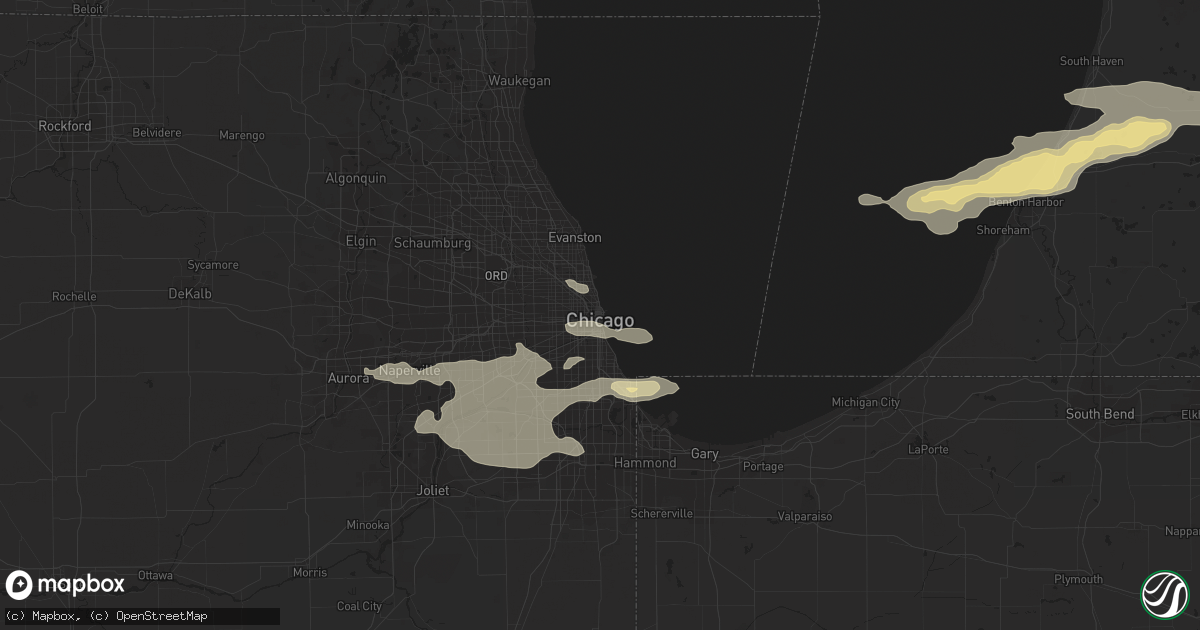 Hail map in Chicago, IL on July 17, 2016