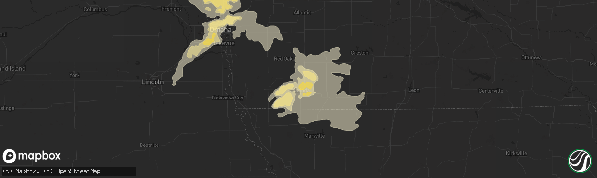 Hail map in Clarinda, IA on July 17, 2016