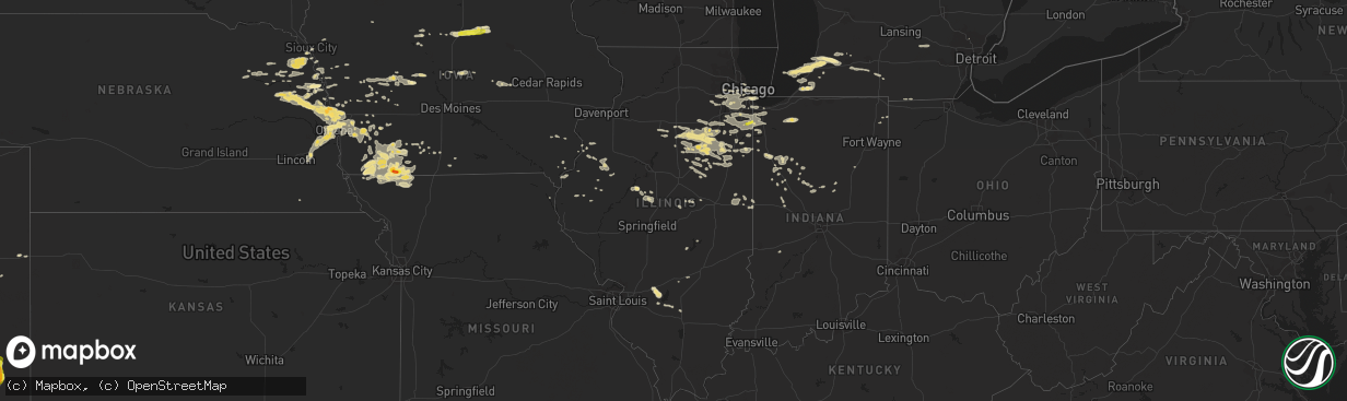 Hail map in Illinois on July 17, 2016