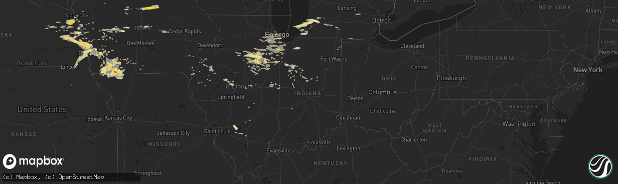 Hail map in Indiana on July 17, 2016