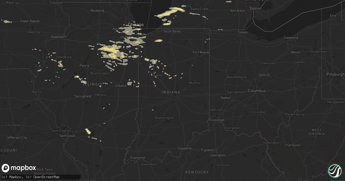 Hail map in Indiana on July 17, 2016