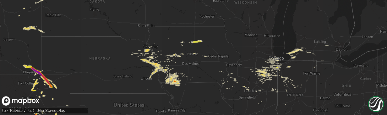 Hail map in Iowa on July 17, 2016