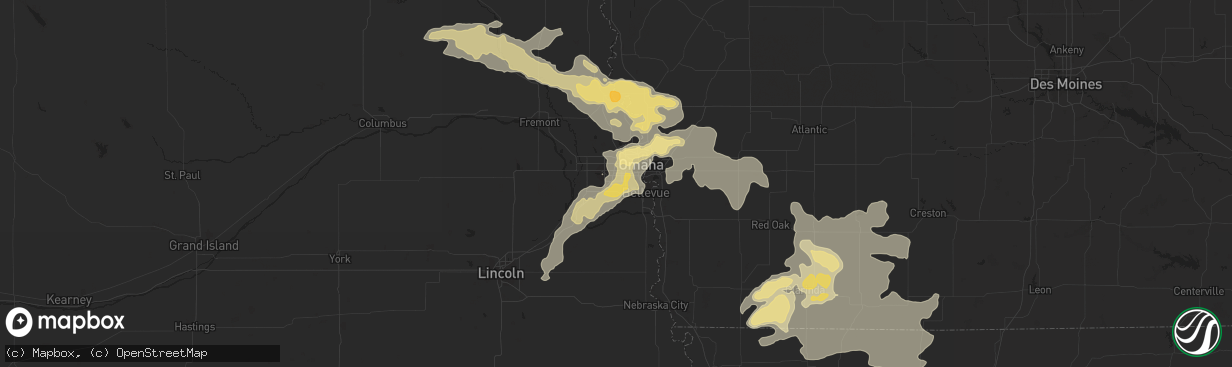 Hail map in La Vista, NE on July 17, 2016