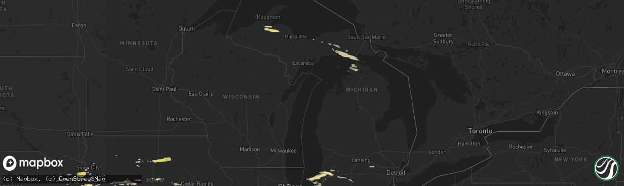 Hail map in Michigan on July 17, 2016