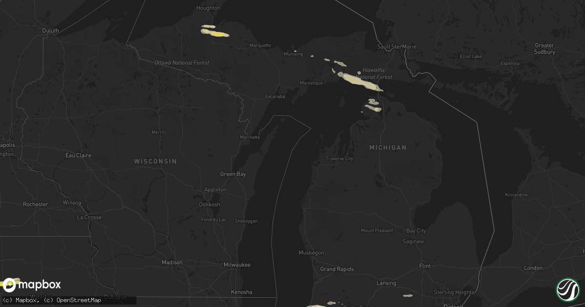 Hail map in Michigan on July 17, 2016