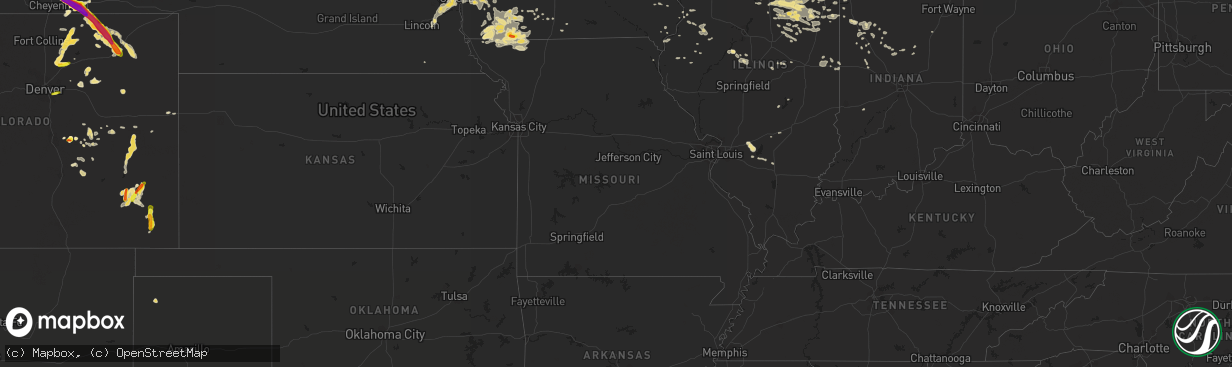 Hail map in Missouri on July 17, 2016