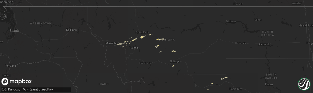 Hail map in Montana on July 17, 2016