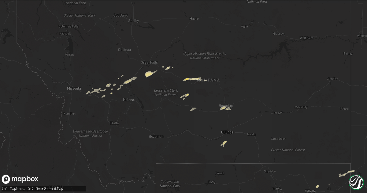 Hail map in Montana on July 17, 2016