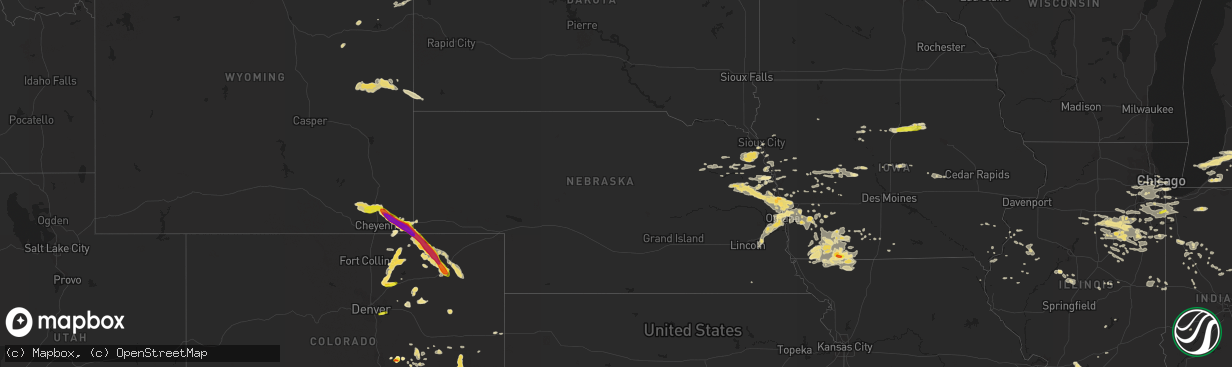 Hail map in Nebraska on July 17, 2016