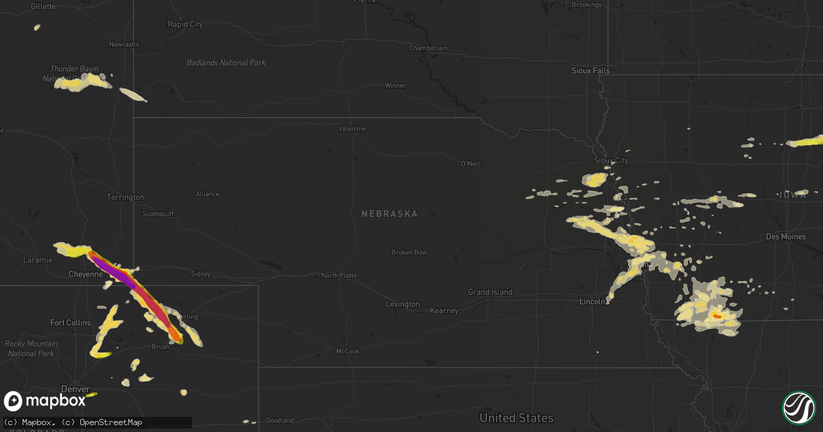 Hail map in Nebraska on July 17, 2016