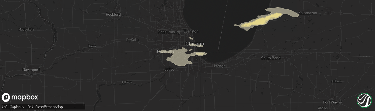 Hail map in Oak Lawn, IL on July 17, 2016