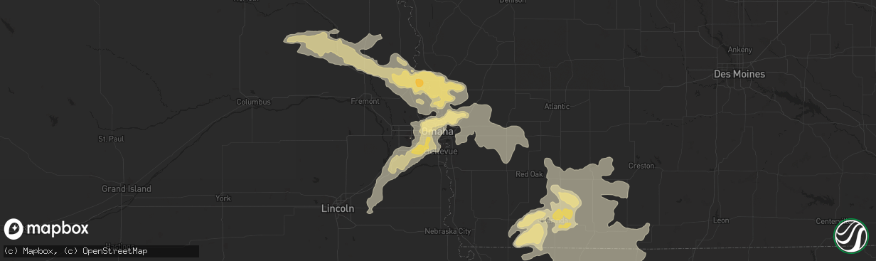 Hail map in Omaha, NE on July 17, 2016