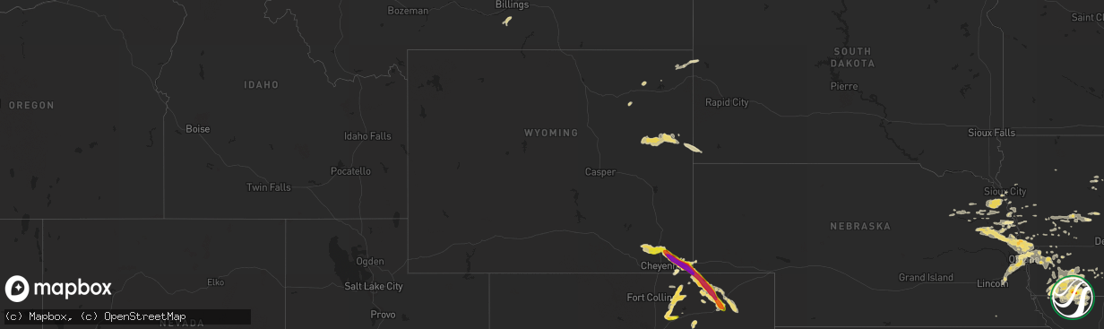 Hail map in Wyoming on July 17, 2016