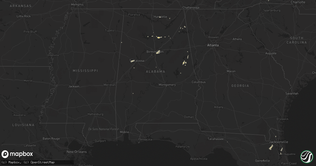 Hail map in Alabama on July 17, 2017