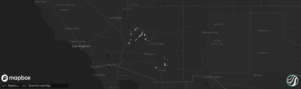 Hail map in Arizona on July 17, 2017