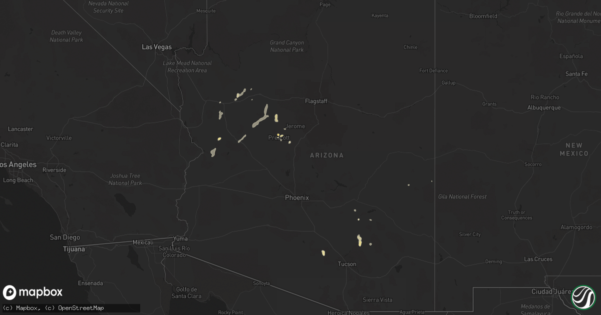 Hail map in Arizona on July 17, 2017