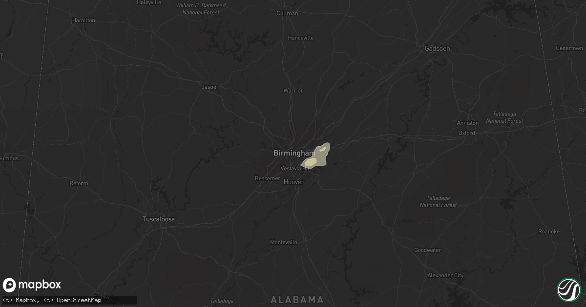 Hail map in Birmingham, AL on July 17, 2017