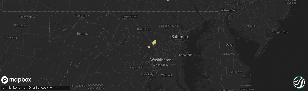 Hail map in Gaithersburg, MD on July 17, 2017