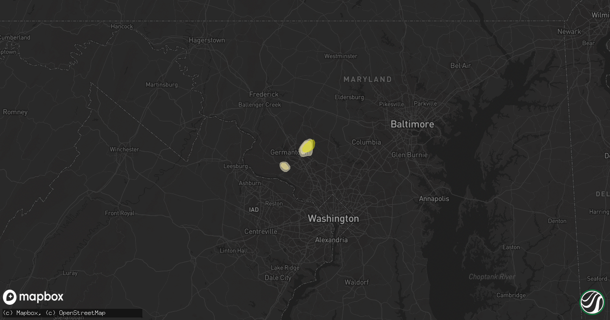 Hail map in Gaithersburg, MD on July 17, 2017