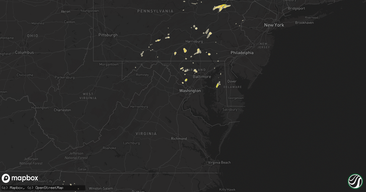 Hail map in Maryland on July 17, 2017