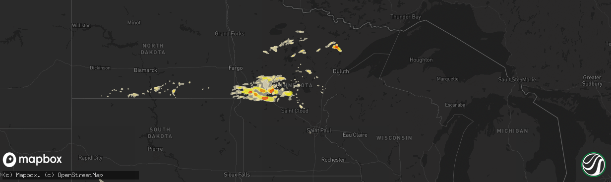 Hail map in Minnesota on July 17, 2017