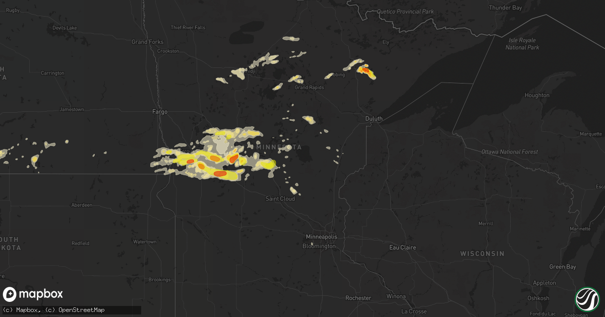 Hail map in Minnesota on July 17, 2017