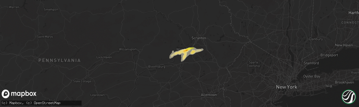 Hail map in Nanticoke, PA on July 17, 2017