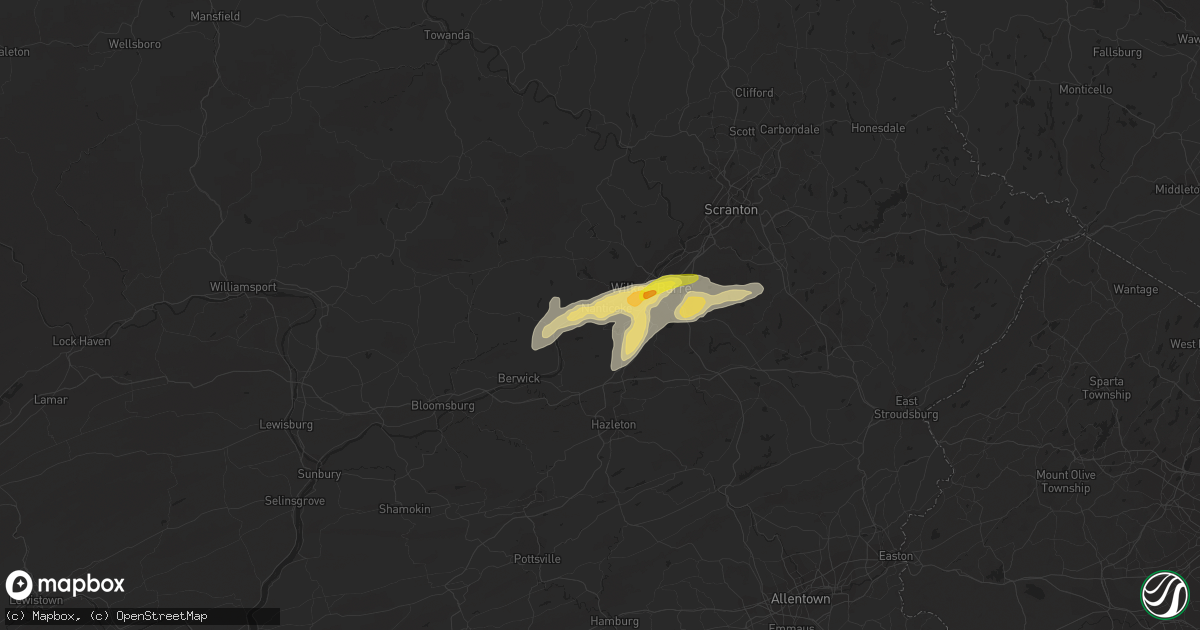 Hail map in Nanticoke, PA on July 17, 2017
