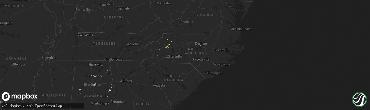 Hail map in North Carolina on July 17, 2017