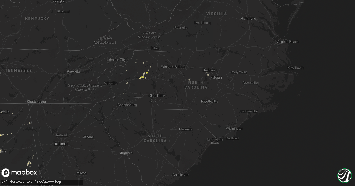 Hail map in North Carolina on July 17, 2017