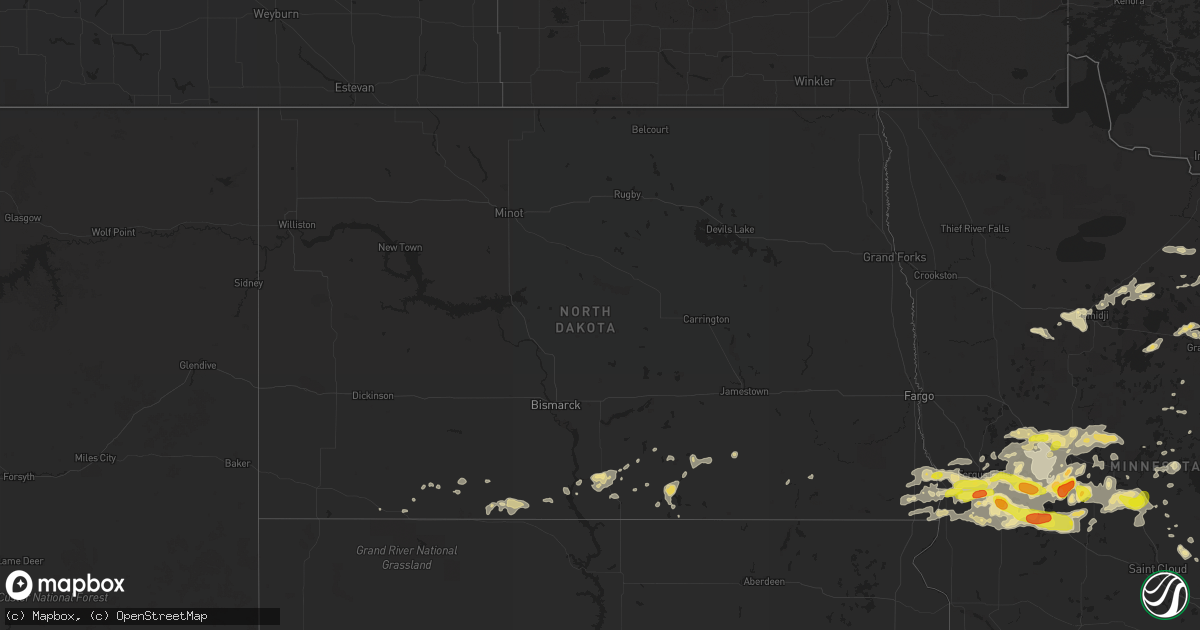 Hail map in North Dakota on July 17, 2017