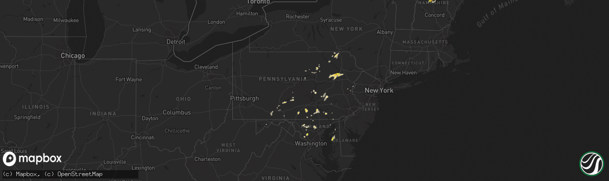 Hail map in Pennsylvania on July 17, 2017