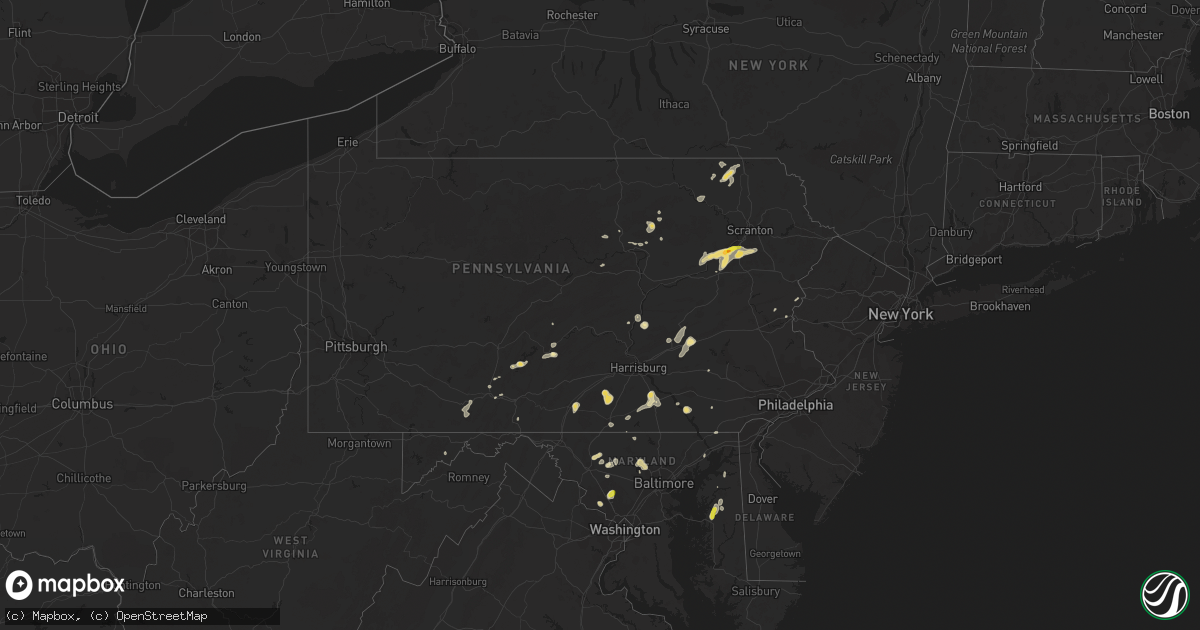 Hail map in Pennsylvania on July 17, 2017
