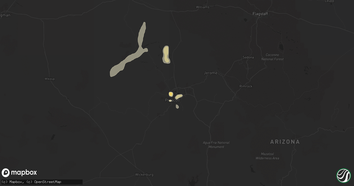 Hail map in Prescott, AZ on July 17, 2017