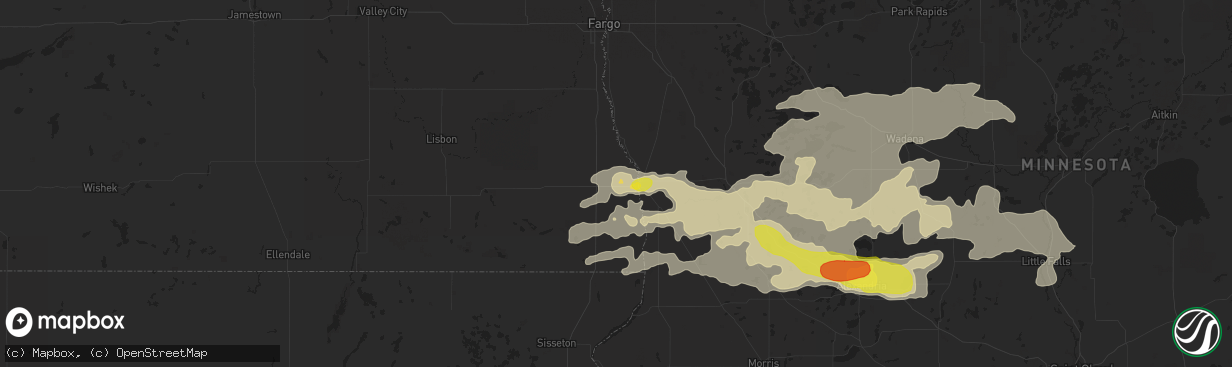 Hail map in Wahpeton, ND on July 17, 2017