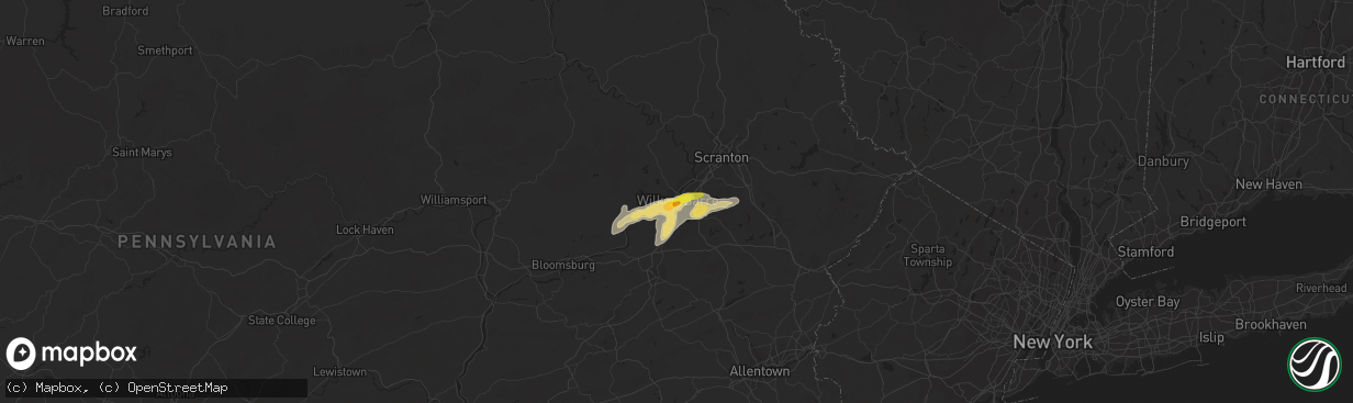 Hail map in Wilkes Barre, PA on July 17, 2017