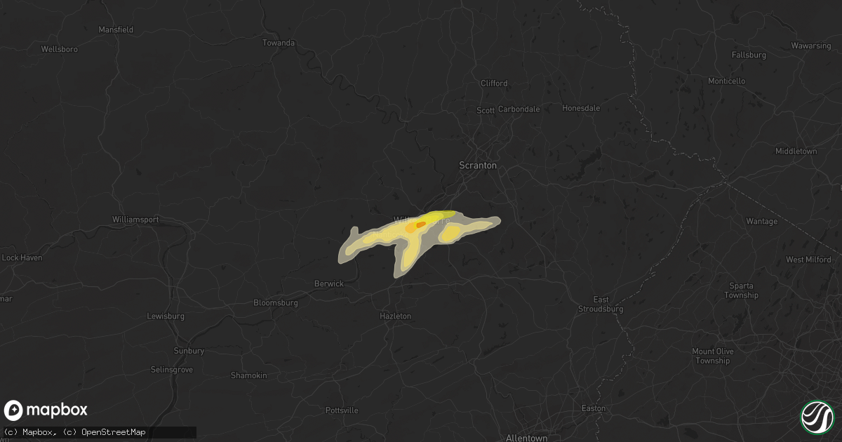 Hail map in Wilkes Barre, PA on July 17, 2017