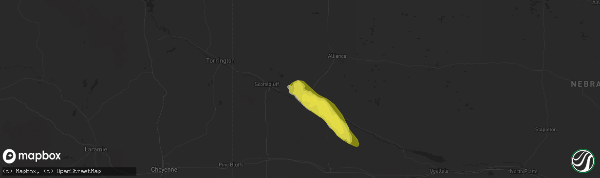 Hail map in Bayard, NE on July 17, 2018