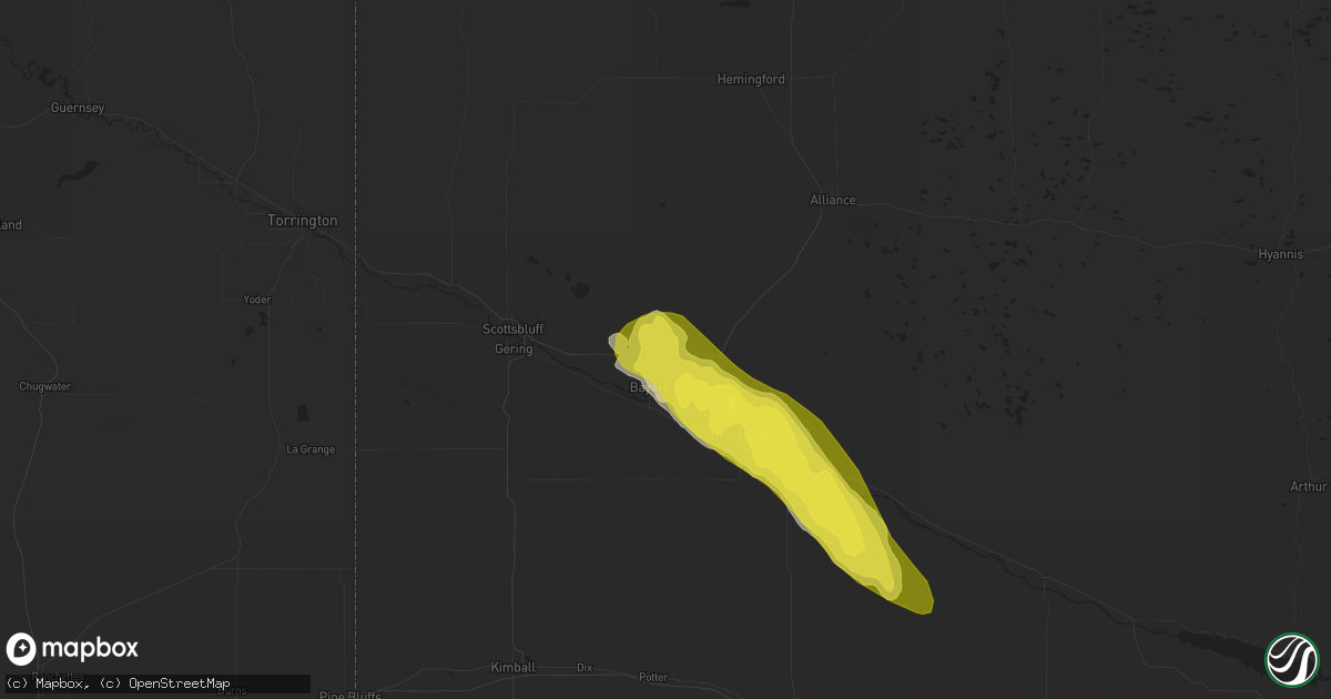 Hail map in Bayard, NE on July 17, 2018